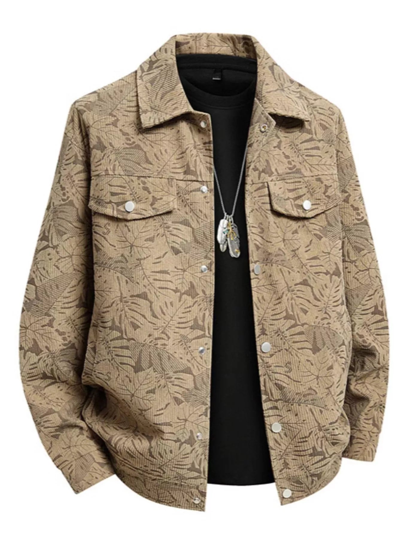 Men's Plus Size Printed Snap Down Casual Jacket - My Wear Clothing Co