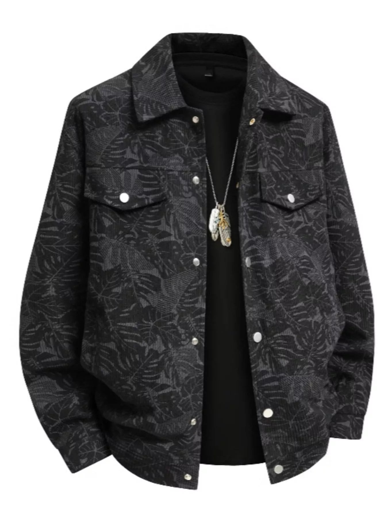 Men's Plus Size Printed Snap Down Casual Jacket - My Wear Clothing Co