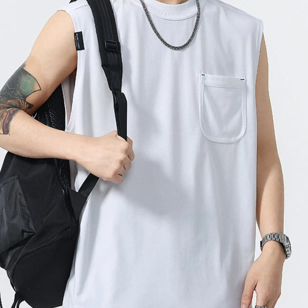 Men's Plus Size Round Neck Tank with Chest Pocket - My Wear Clothing Co