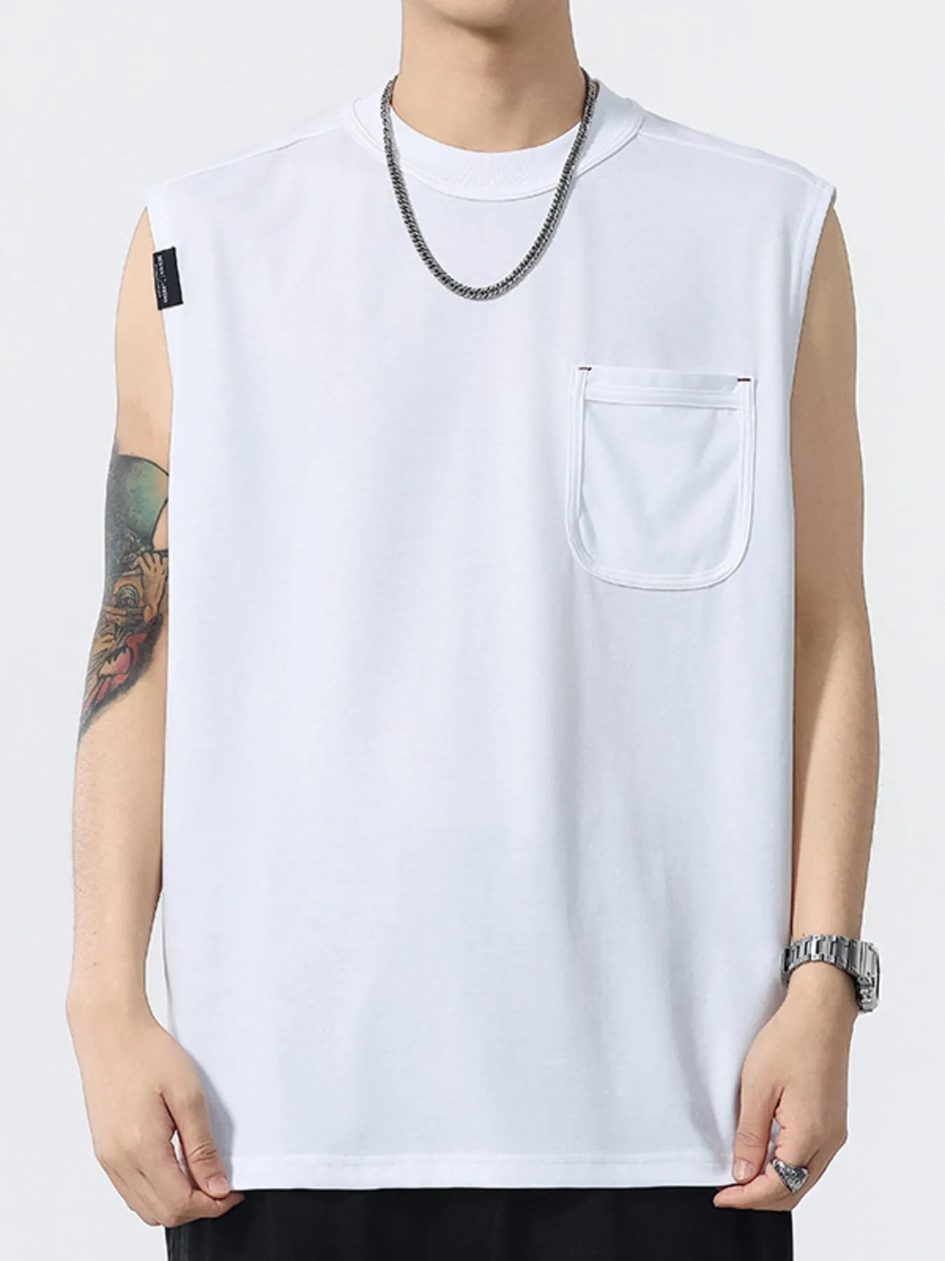Men's Plus Size Round Neck Tank with Chest Pocket - My Wear Clothing Co