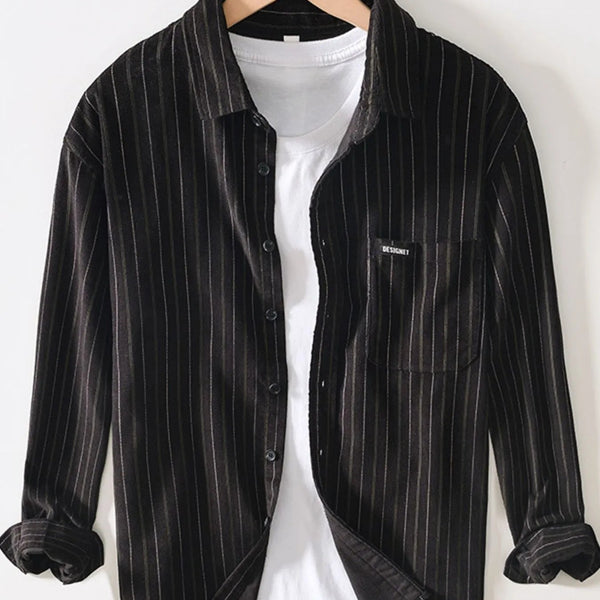 Men's Plus Size Striped Button Up Long Sleeve Shirt - My Wear Clothing Co