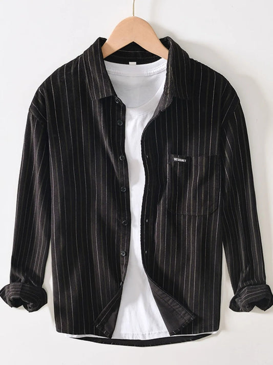 Men's Plus Size Striped Button Up Long Sleeve Shirt - My Wear Clothing Co