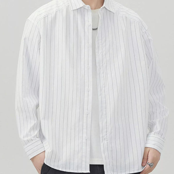 Men's Plus Size Striped Button Up Long Sleeve Shirt - My Wear Clothing Co