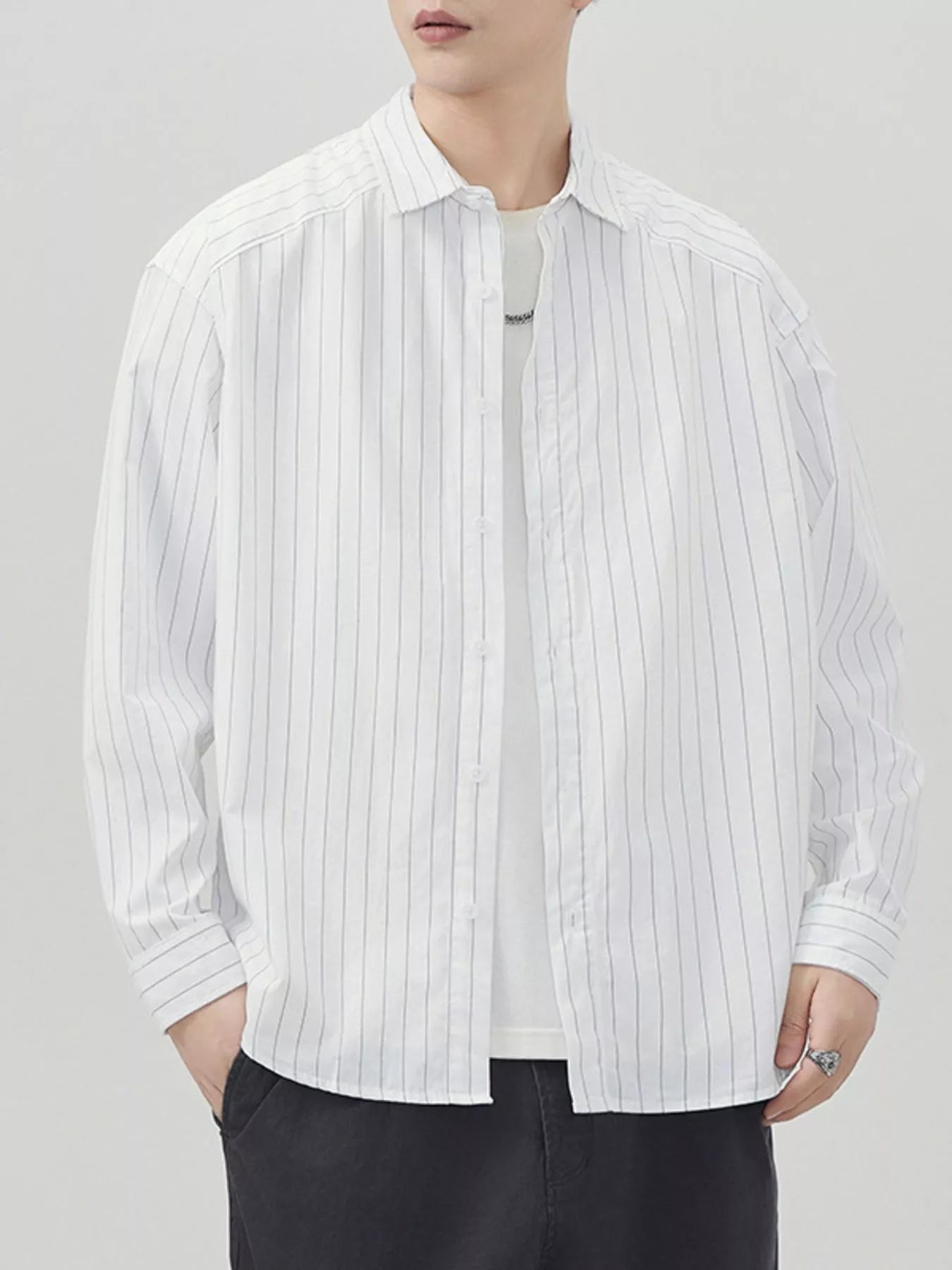 Men's Plus Size Striped Button Up Long Sleeve Shirt - My Wear Clothing Co