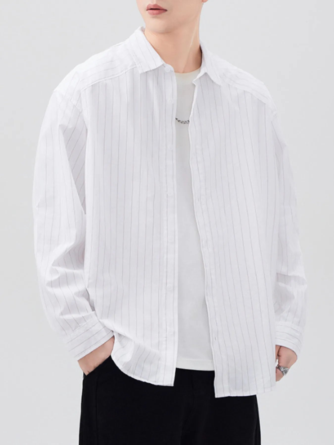 Men's Plus Size Striped Button Up Long Sleeve Shirt - My Wear Clothing Co