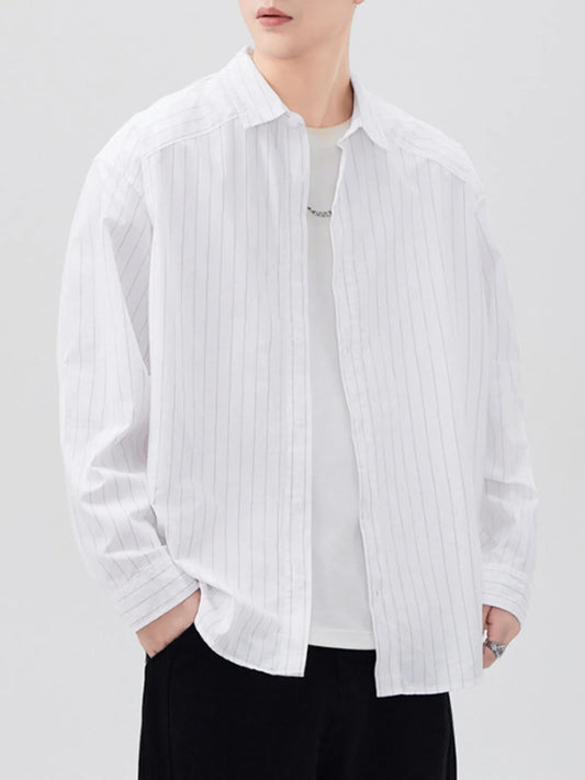 Men's Plus Size Striped Button Up Long Sleeve Shirt - My Wear Clothing Co