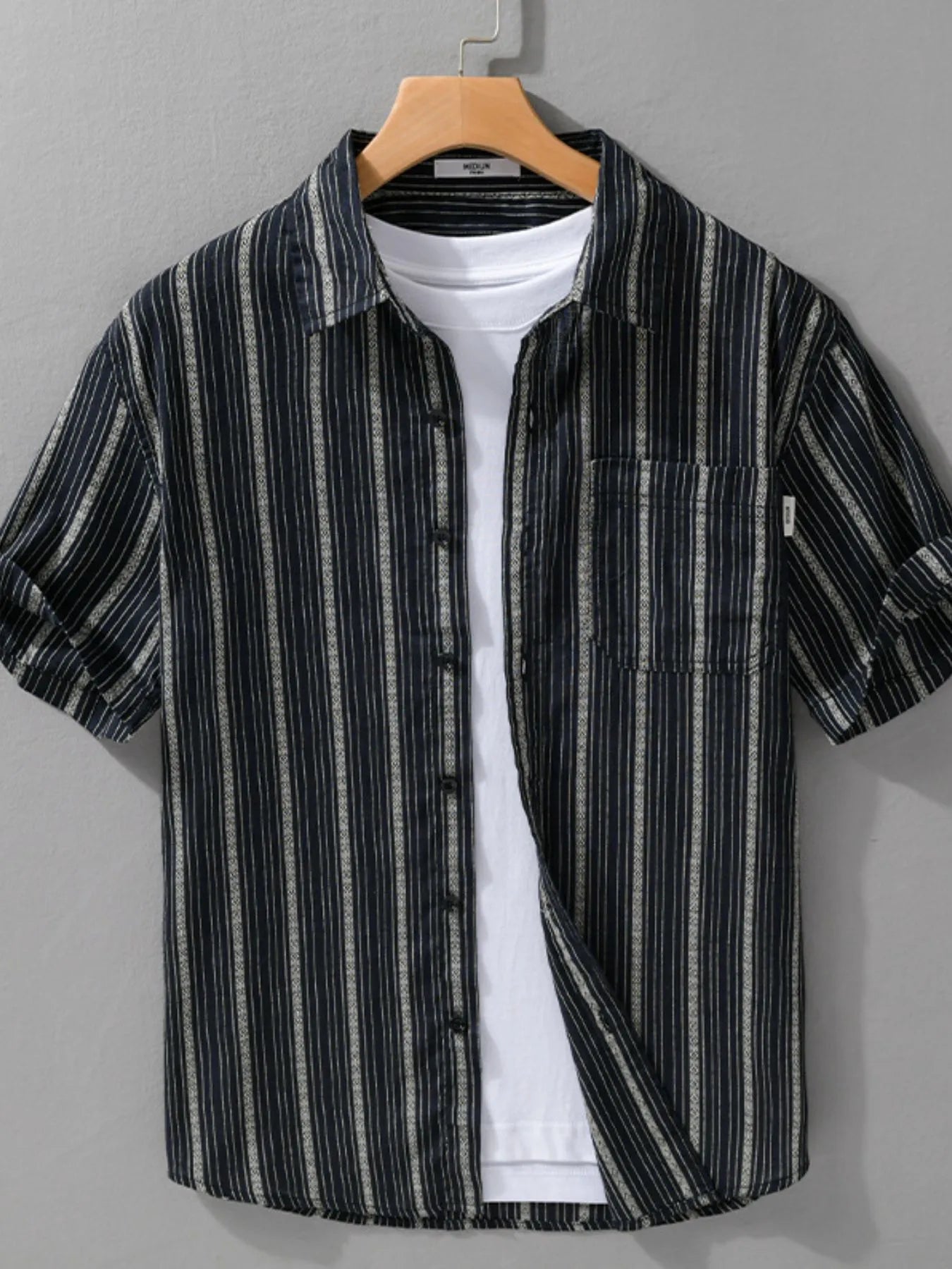 Men's Plus Size Striped Button Up Short Sleeve Shirt - My Wear Clothing Co