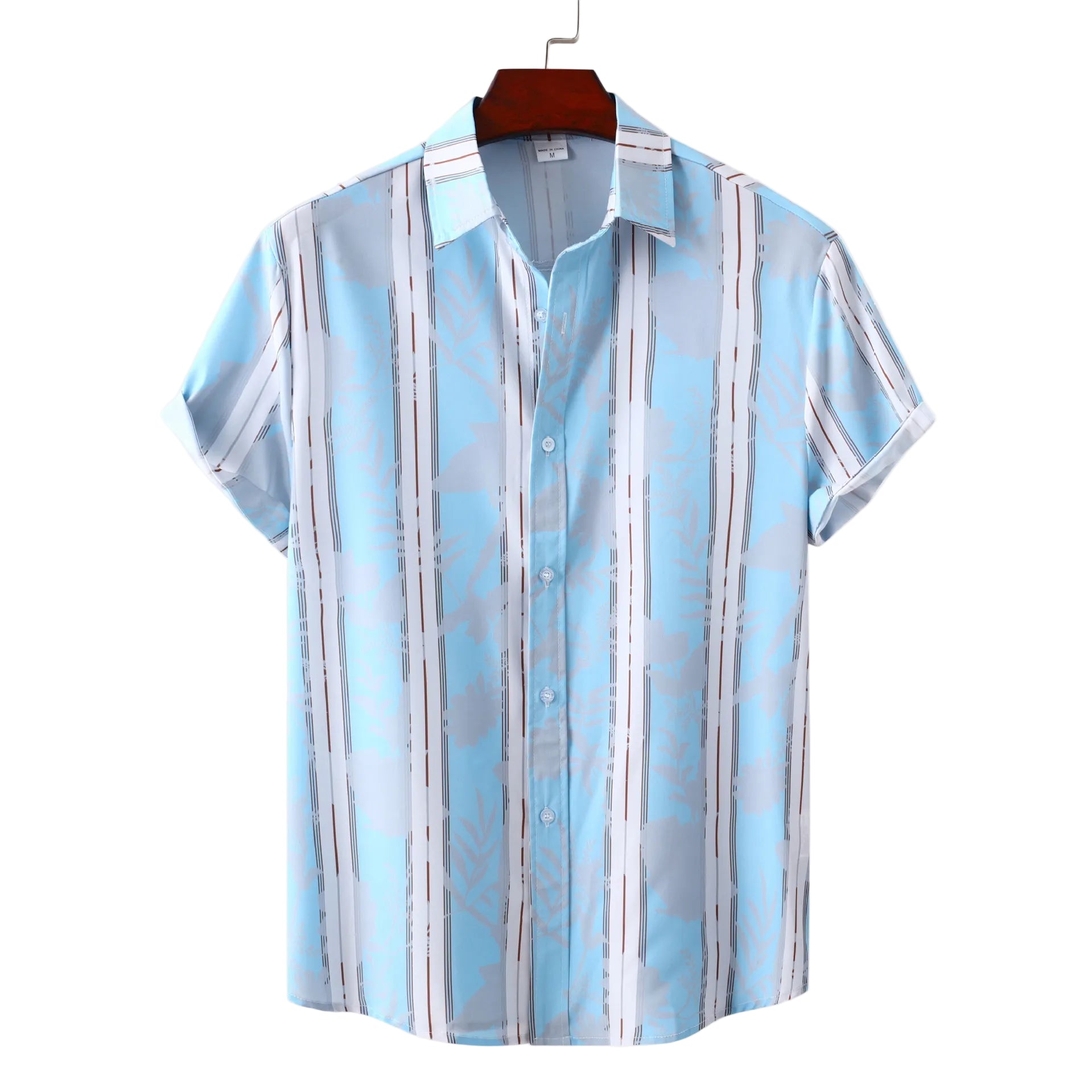 Men's Plus Size Striped Short Sleeve Button - Up Shirt - My Wear Clothing Co