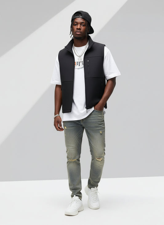 Men’s Plus Size Zip-Up Outdoor Vest – Streetwear Comfort Meets Utility