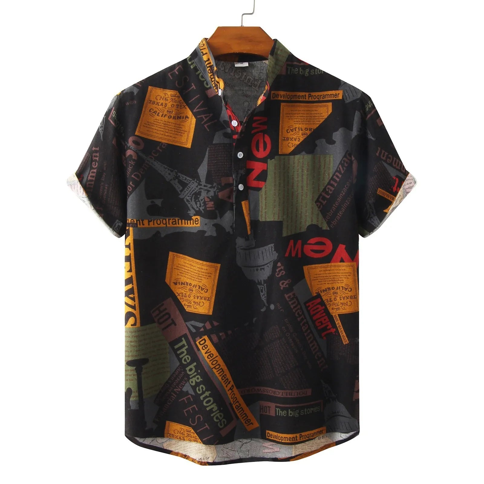Men's Printed Button Detail Short Sleeve Shirt - My Wear Clothing Co
