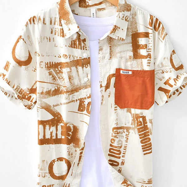 Men's Printed Button Up Short Sleeve Shirt - My Wear Clothing Co