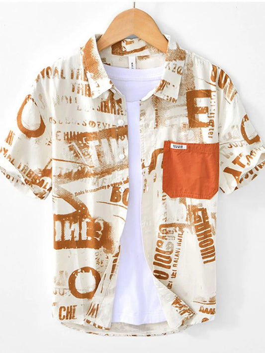 Men's Printed Button Up Short Sleeve Shirt - My Wear Clothing Co
