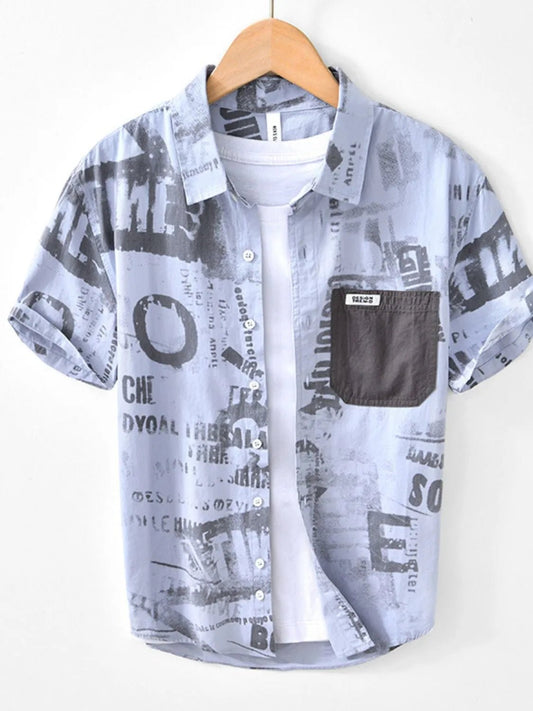 Men's Printed Button Up Short Sleeve Shirt - My Wear Clothing Co
