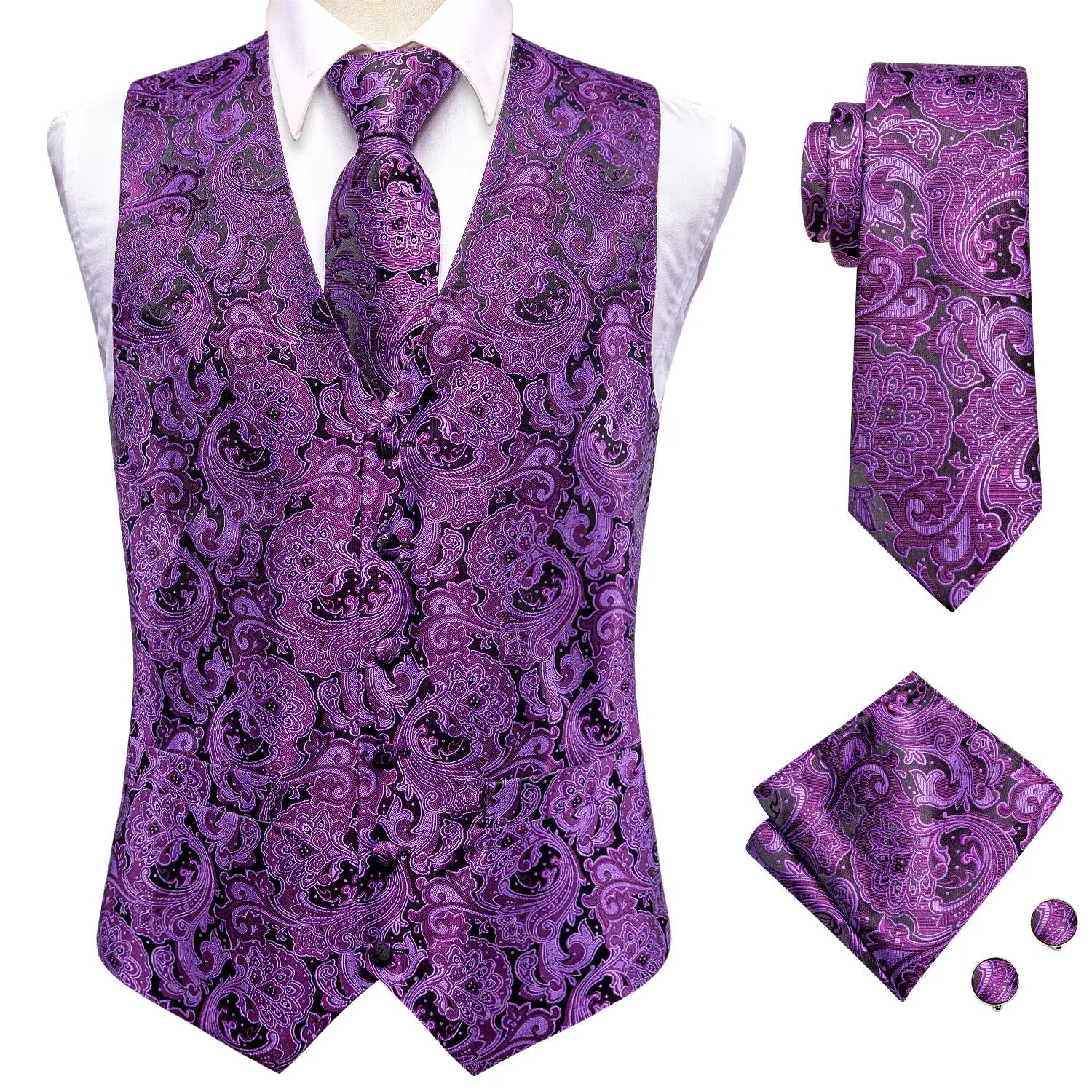 Men's Purple Paisley Suit Vest Set - Turn heads. Break rules. - My Wear Clothing Co