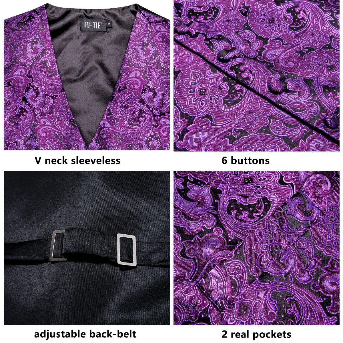 Men's Purple Paisley Suit Vest Set - Turn heads. Break rules. - My Wear Clothing Co