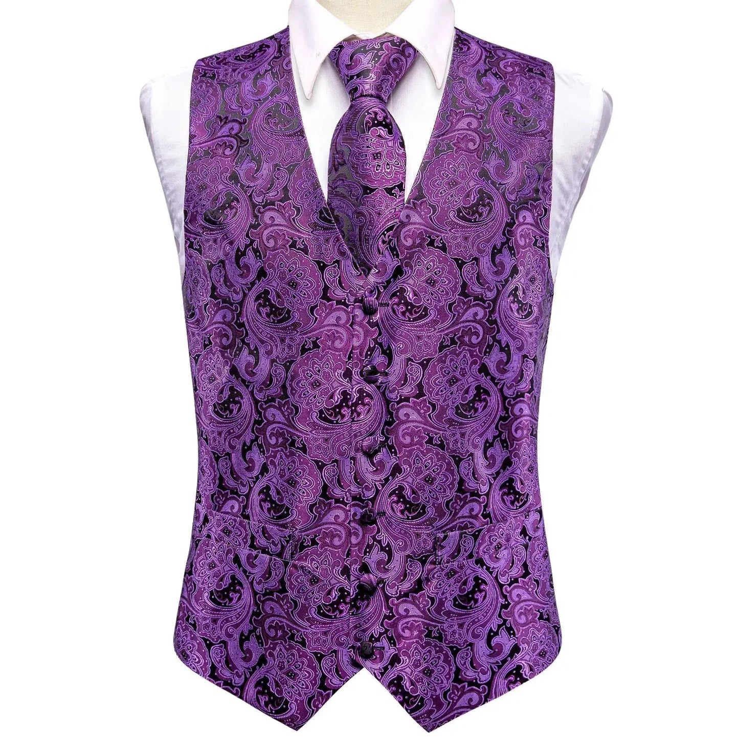 Men's Purple Paisley Suit Vest Set - Turn heads. Break rules. - My Wear Clothing Co