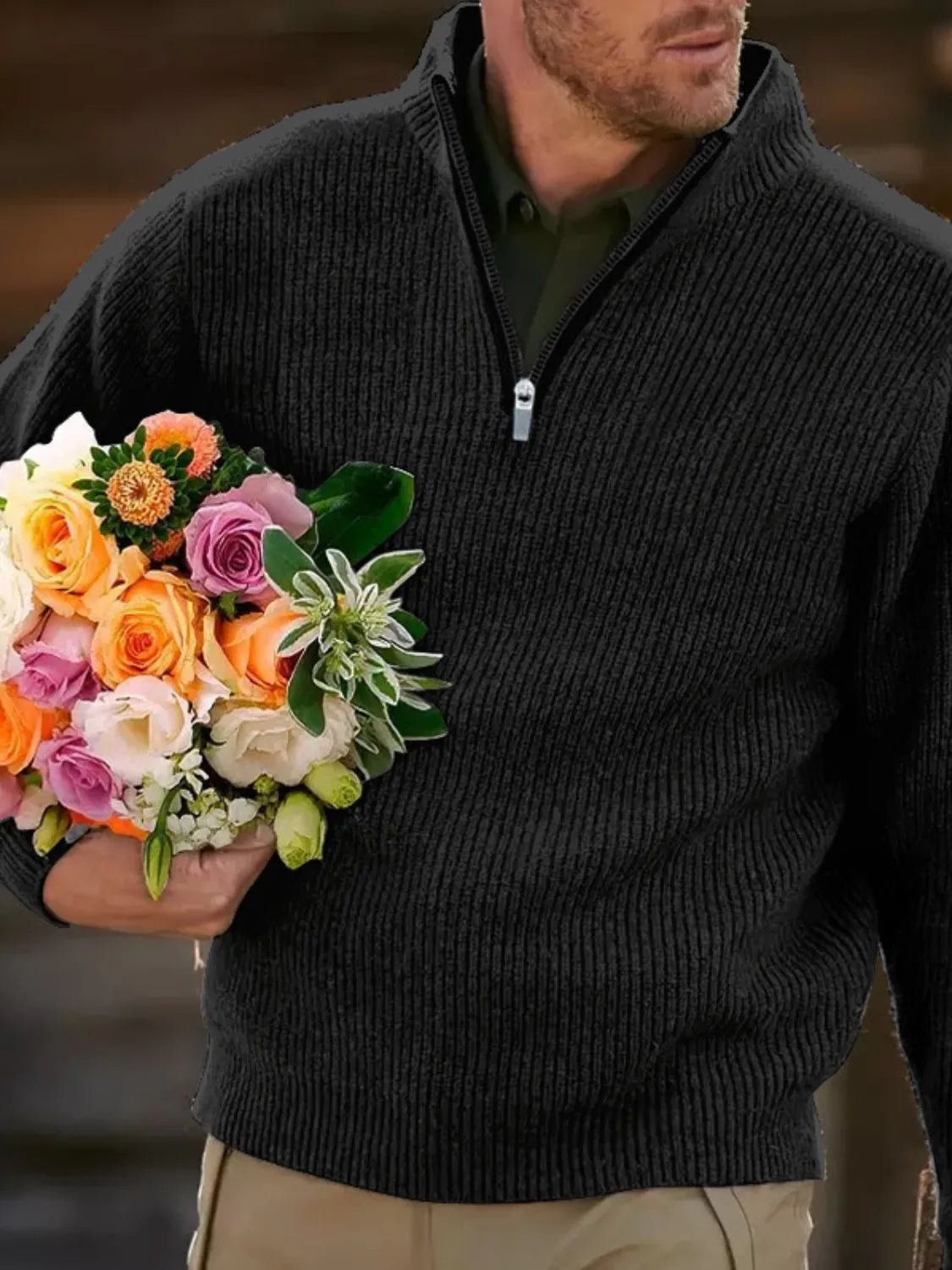 Men's Quarter Zip Long Sleeve Polo For the Urban Casual Look - My Wear Clothing Co