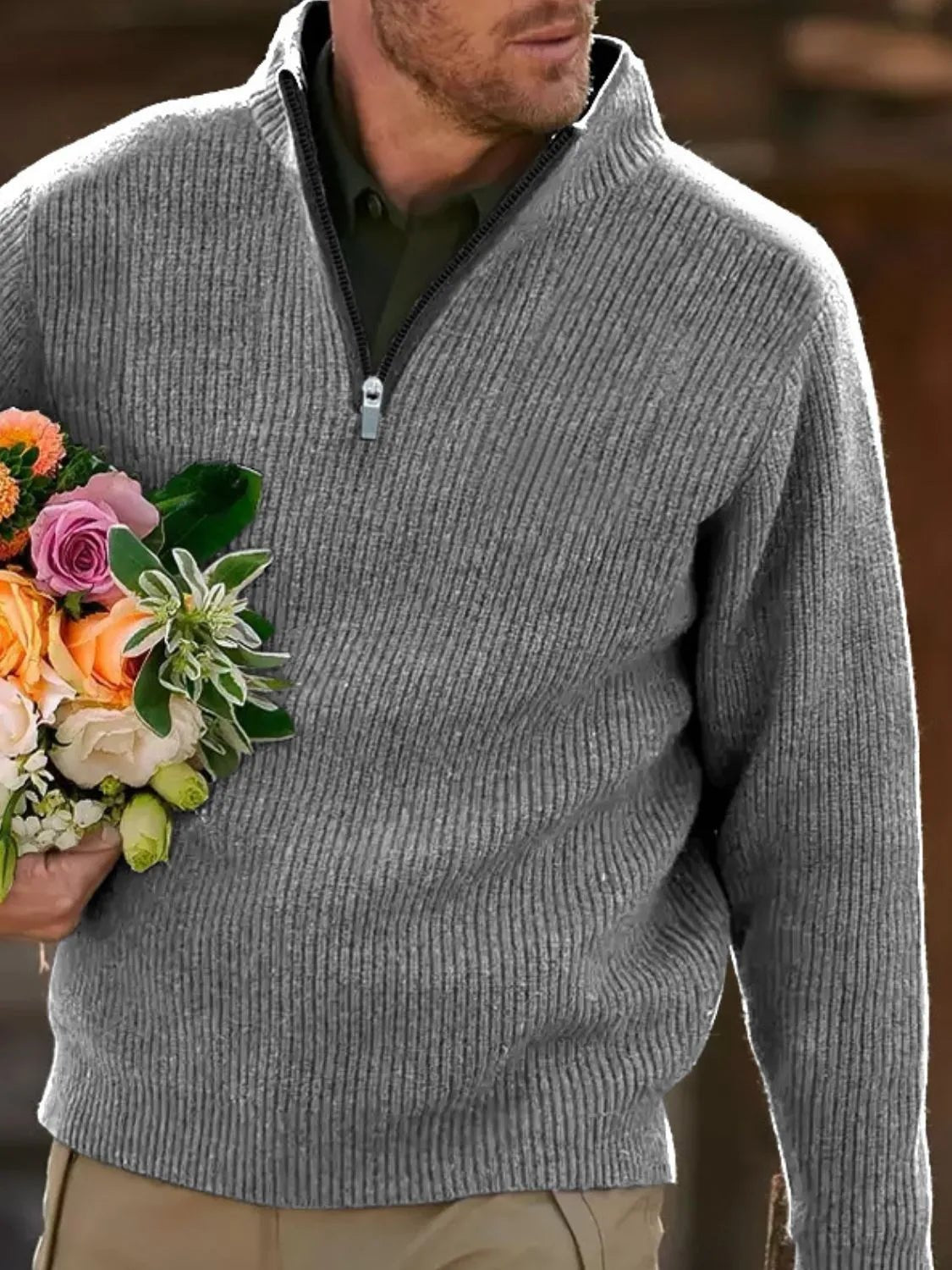 Men's Quarter Zip Long Sleeve Polo For the Urban Casual Look - My Wear Clothing Co