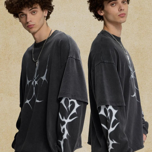 Men's Round Neck Long Sleeve Oversized T-Shirt - My Wear Clothing Co