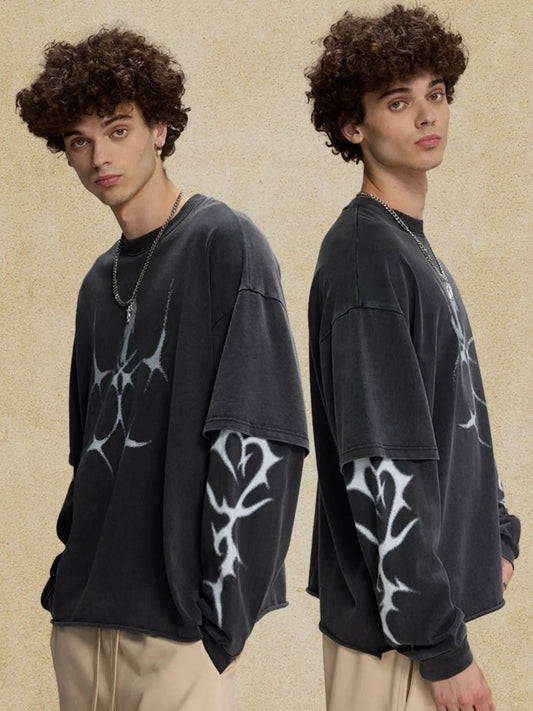 Men's Round Neck Long Sleeve Oversized T-Shirt - My Wear Clothing Co