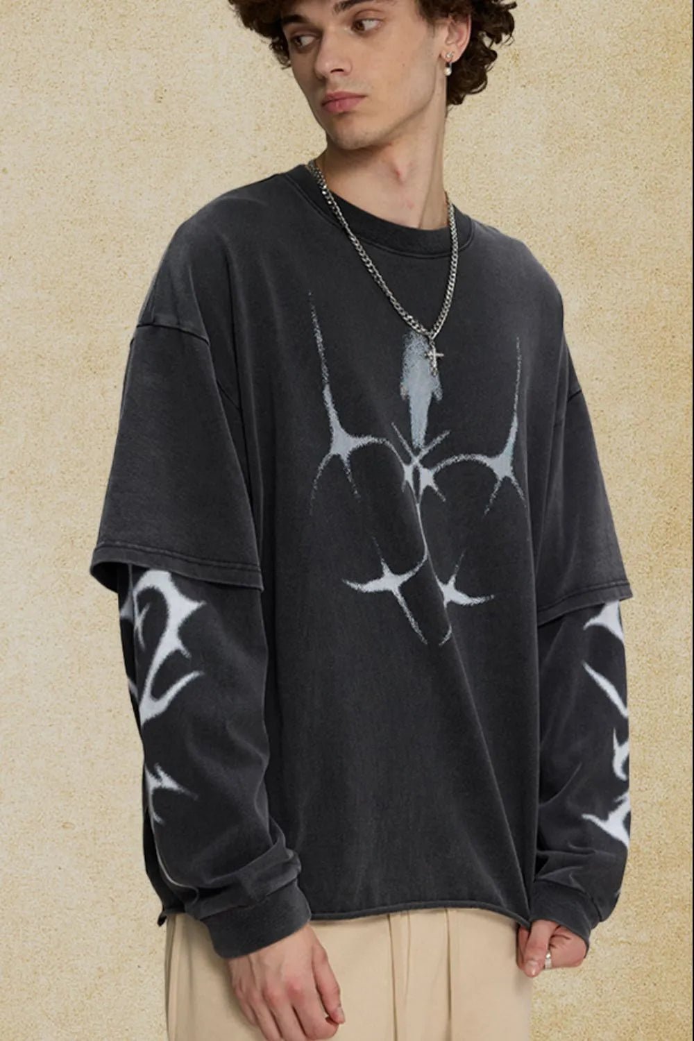 Men's Round Neck Long Sleeve Oversized T-Shirt - My Wear Clothing Co