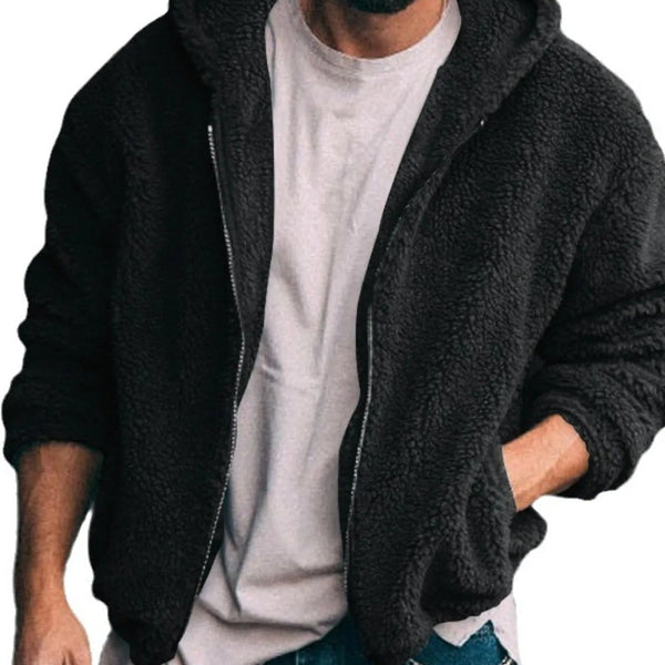 Men's Sherpa Fleece Hooded Jacket (S–3XL) – Oversized Warmth, Everyday Ease - My Wear Clothing Co