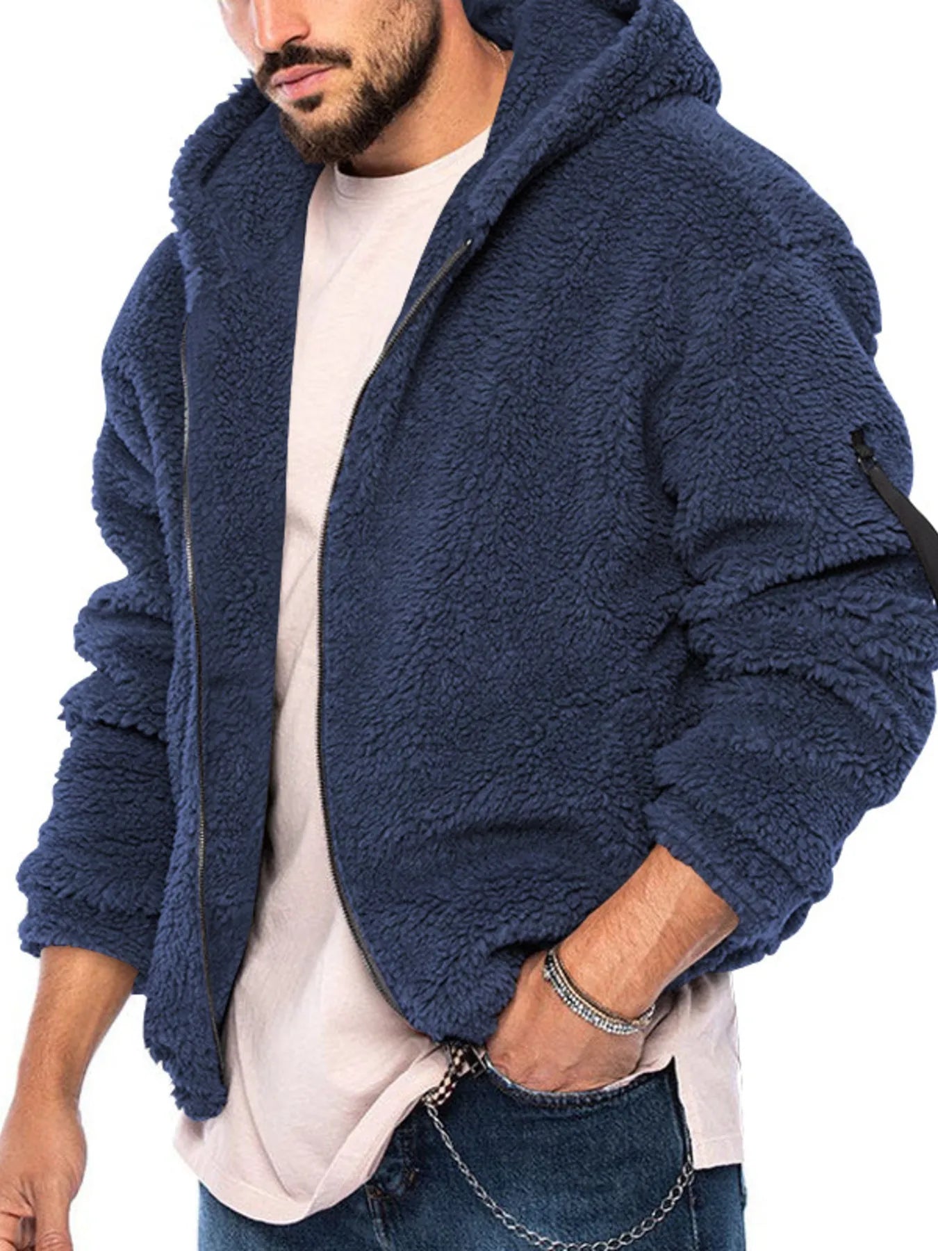 Men's Sherpa Fleece Hooded Jacket (S–3XL) – Oversized Warmth, Everyday Ease - My Wear Clothing Co