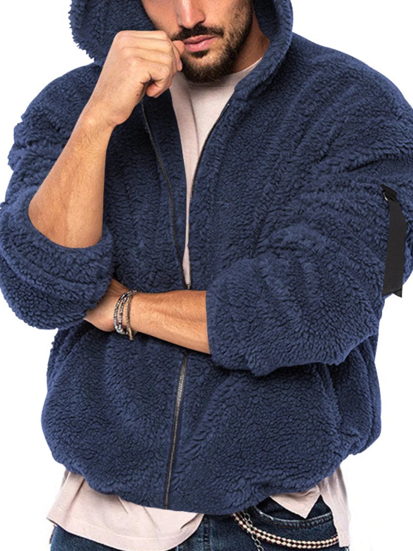 Men's Sherpa Fleece Hooded Jacket (S–3XL) – Oversized Warmth, Everyday Ease - My Wear Clothing Co
