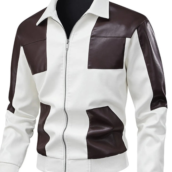 Men's Two - Tone Leather Bomber Jacket – Bold Contrast, Everyday Edge - My Wear Clothing Co