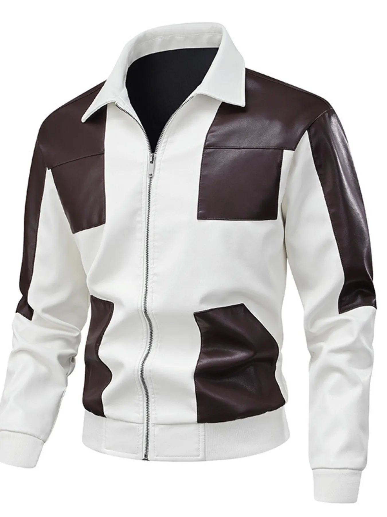 Men's Two - Tone Leather Bomber Jacket – Bold Contrast, Everyday Edge - My Wear Clothing Co