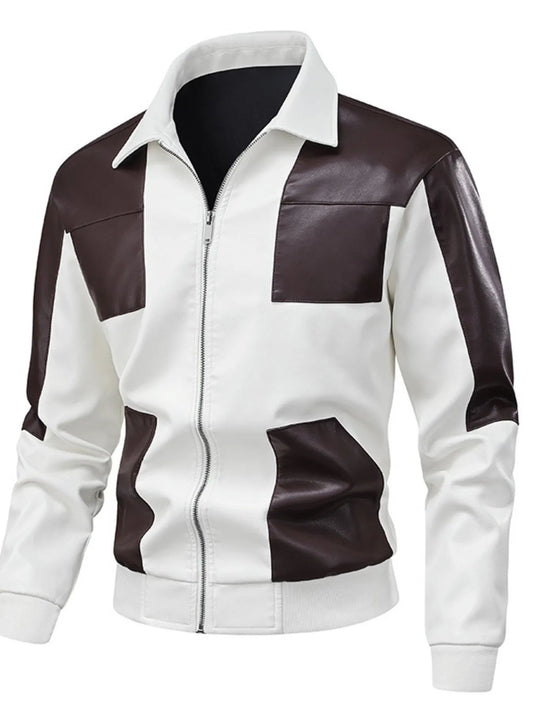 Men's Two - Tone Leather Bomber Jacket – Bold Contrast, Everyday Edge - My Wear Clothing Co