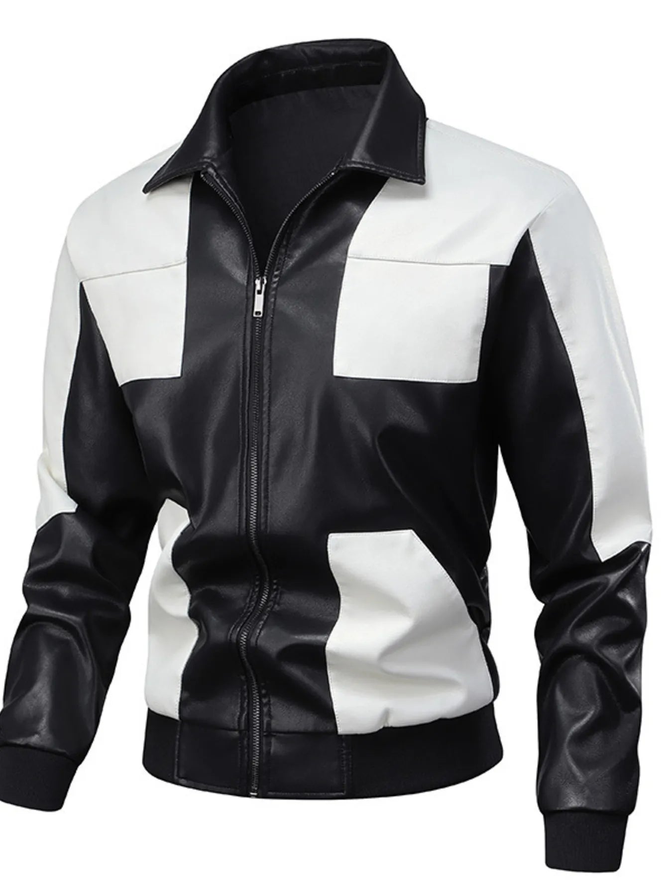 Men's Two - Tone Leather Bomber Jacket – Bold Contrast, Everyday Edge - My Wear Clothing Co