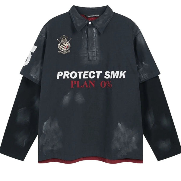 Men's Washed Graphic Rugby Sweatshirt - My Wear Clothing Co