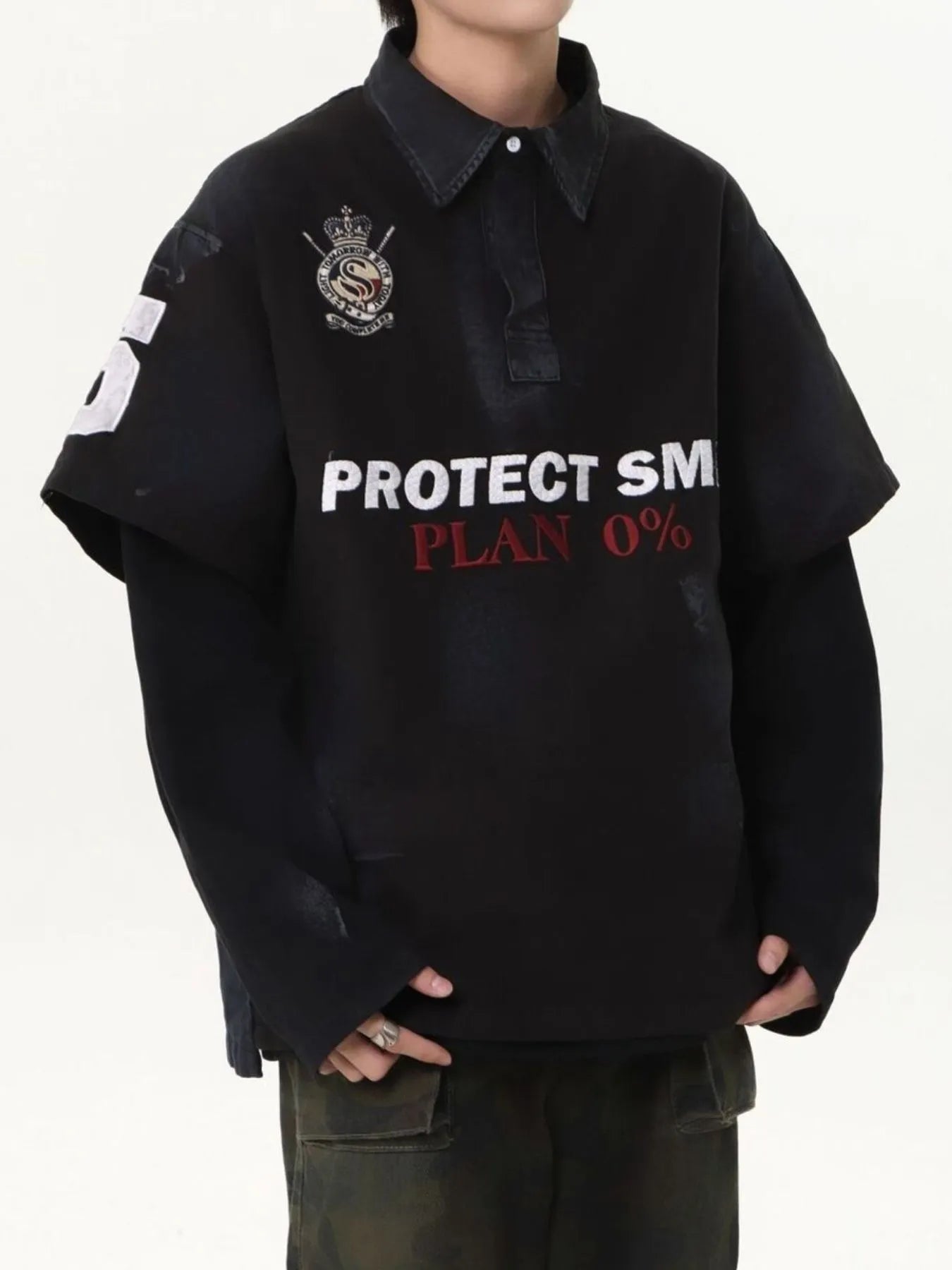 Men's Washed Graphic Rugby Sweatshirt - My Wear Clothing Co