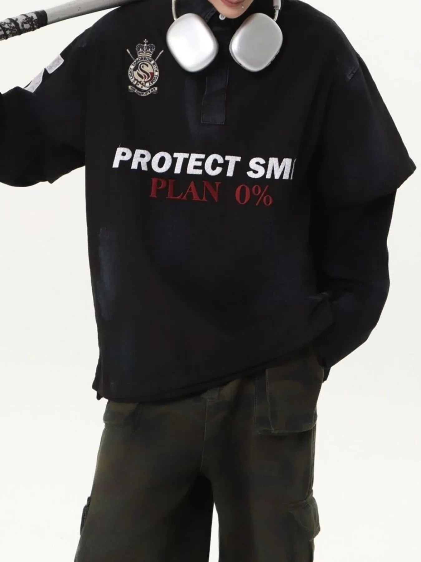 Men's Washed Graphic Rugby Sweatshirt - My Wear Clothing Co