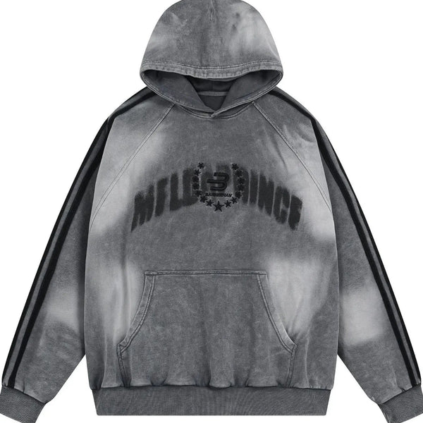 Men's Washed Graphic Striped Sleeve Hoodie - My Wear Clothing Co