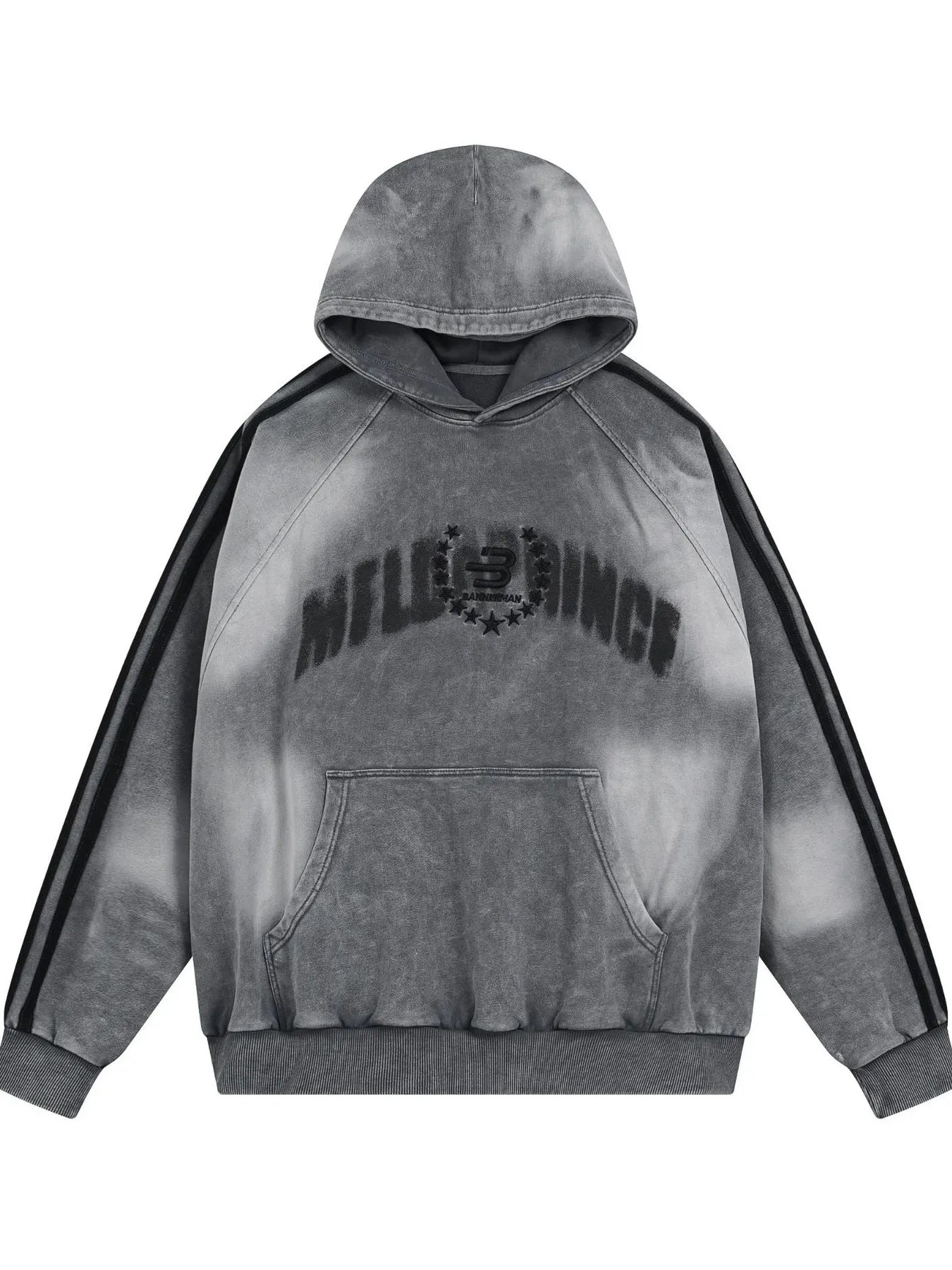 Men's Washed Graphic Striped Sleeve Hoodie - My Wear Clothing Co