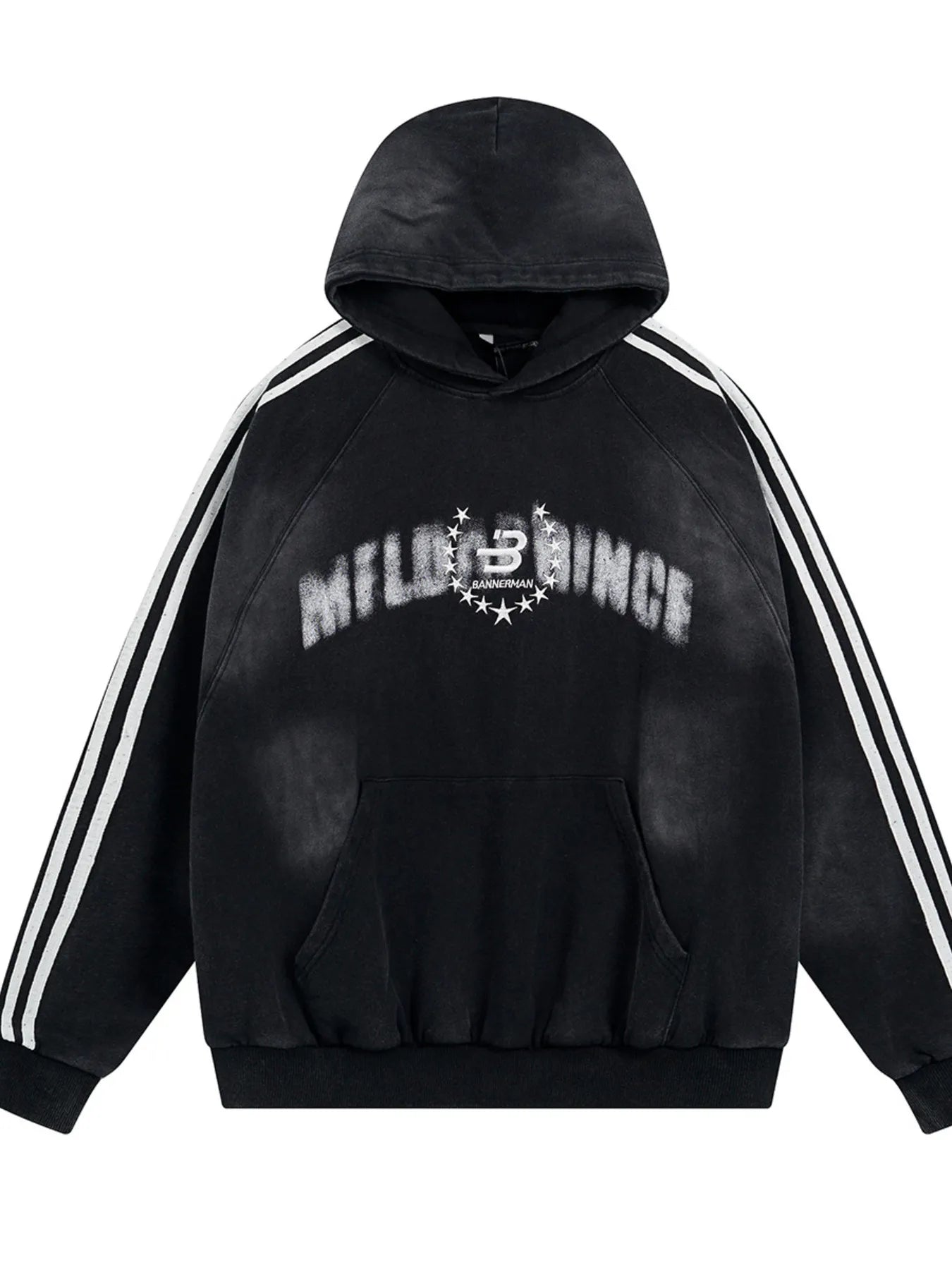 Men's Washed Graphic Striped Sleeve Hoodie - My Wear Clothing Co