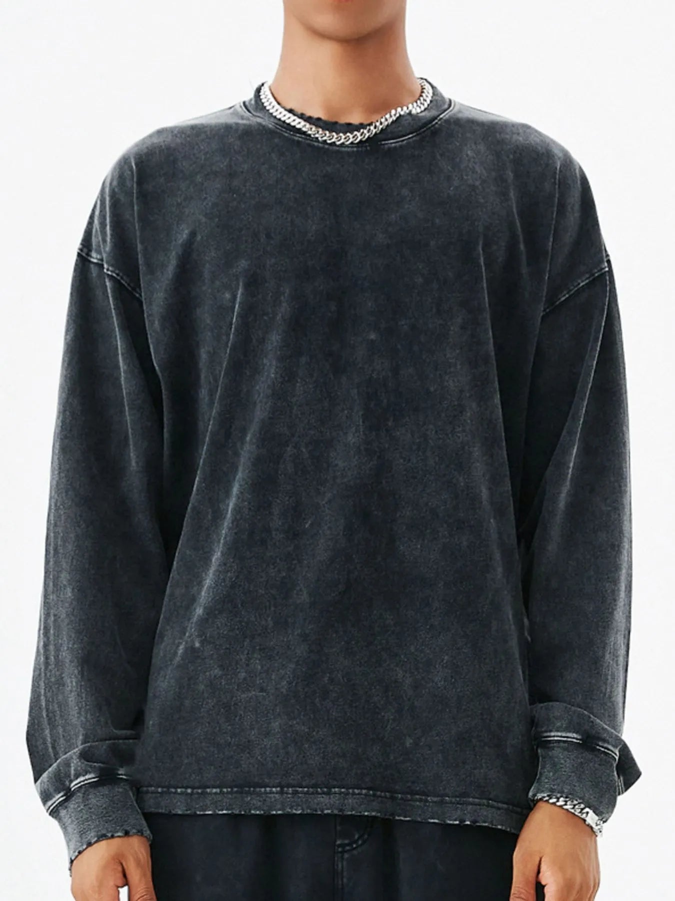 Men's Washed Round Neck Dropped Shoulder Sweatshirt - My Wear Clothing Co