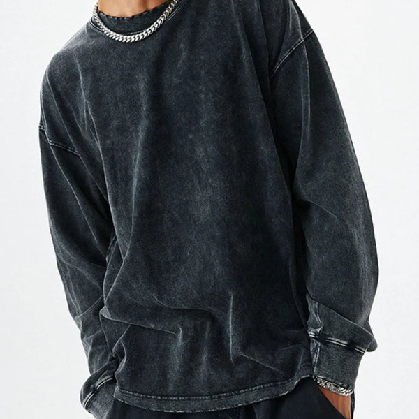 Men's Washed Round Neck Dropped Shoulder Sweatshirt - My Wear Clothing Co