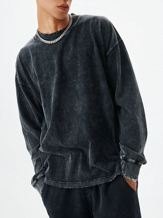Men's Washed Round Neck Dropped Shoulder Sweatshirt - My Wear Clothing Co
