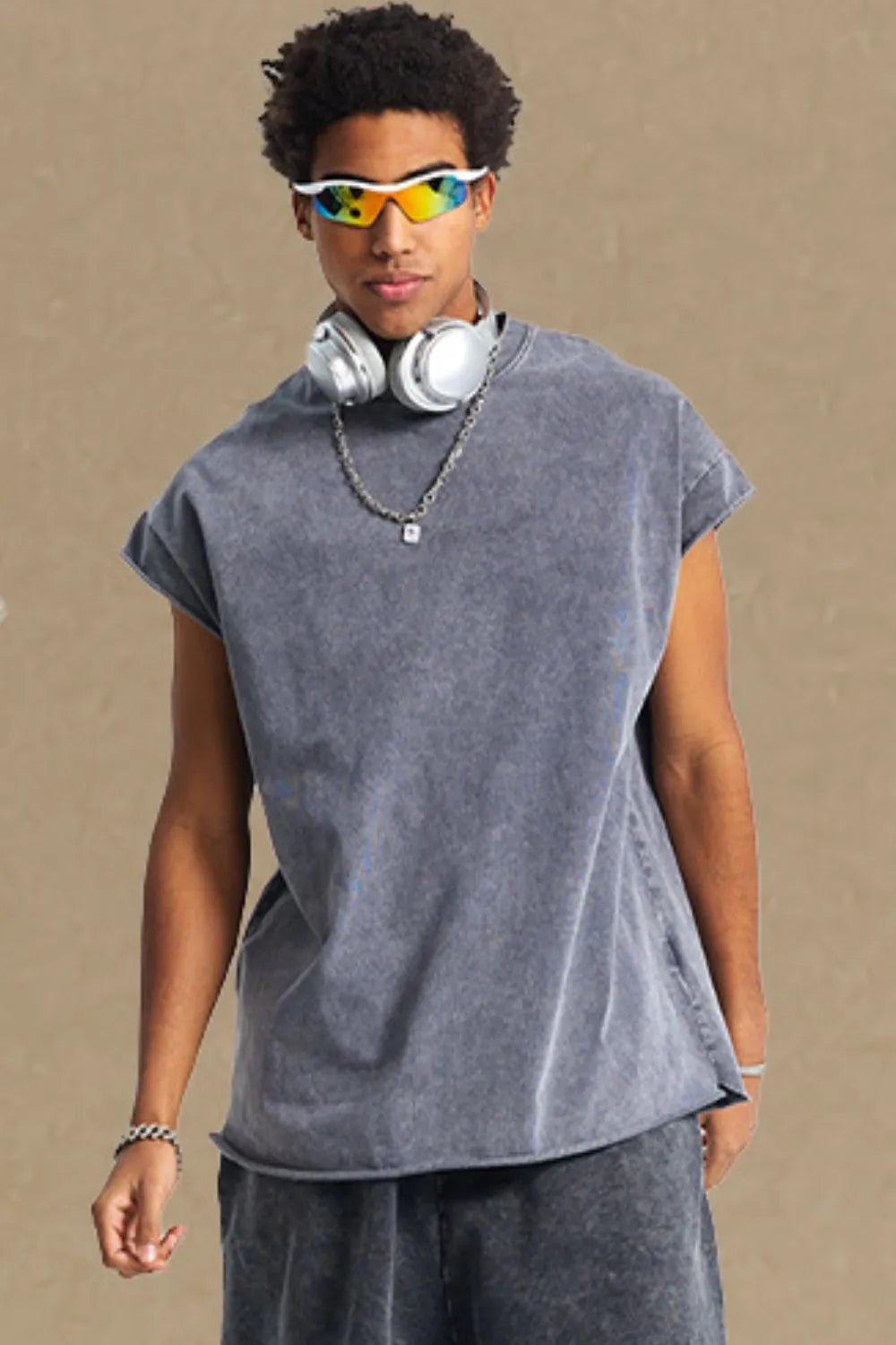 Men's Washed Round Neck Tank - My Wear Clothing Co