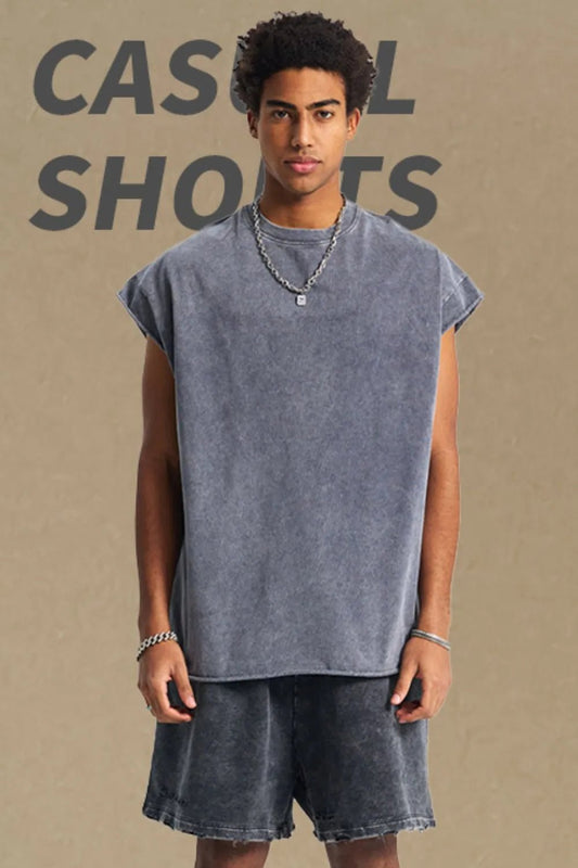 Men's Washed Round Neck Tank - My Wear Clothing Co