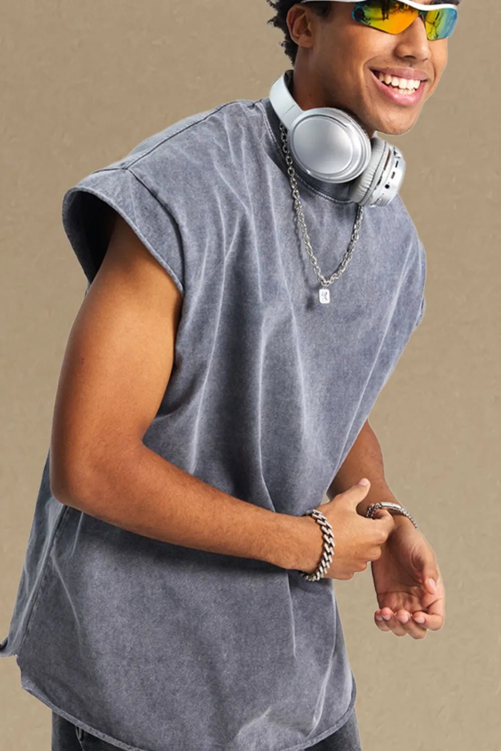 Men's Washed Round Neck Tank - My Wear Clothing Co