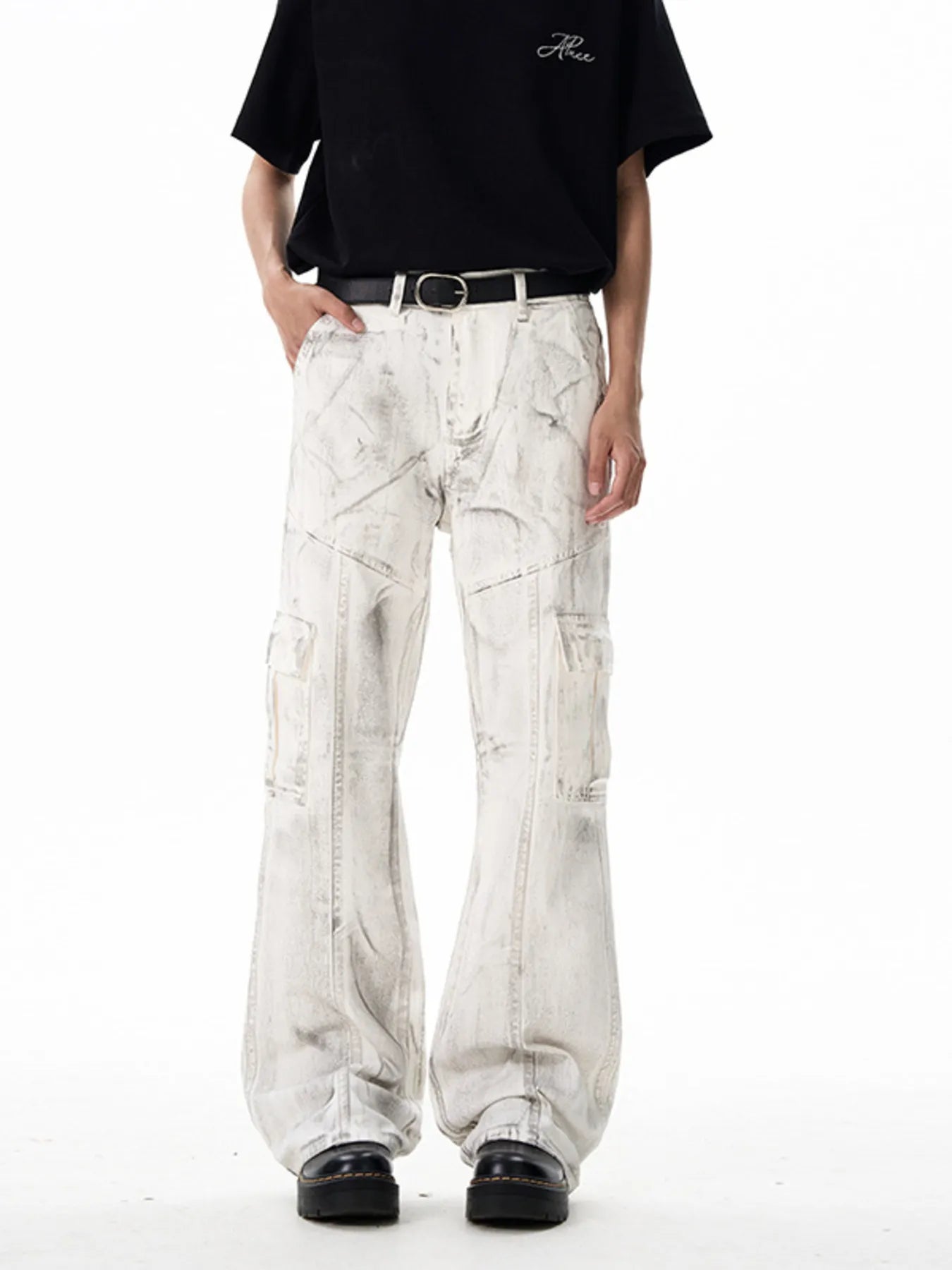 Men's Wide Leg Cargo Jeans (S–2XL) – Washed Finish, Utility Comfort - My Wear Clothing Co