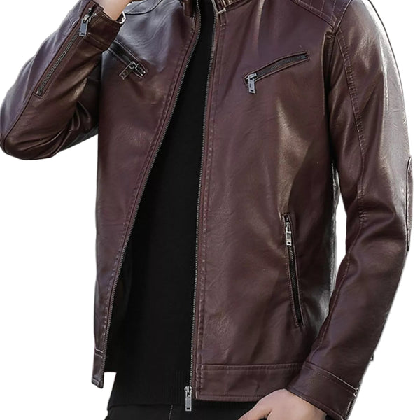 Men's Zip Up Leather Look Jacket - Wear It Your Way - My Wear Clothing Co