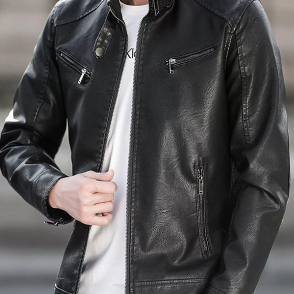 Men's Zip Up Leather Look Jacket - Wear It Your Way - My Wear Clothing Co