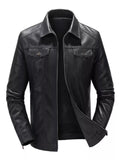 Men's Zip Up Leather Look Jacket - My Wear Clothing Co
