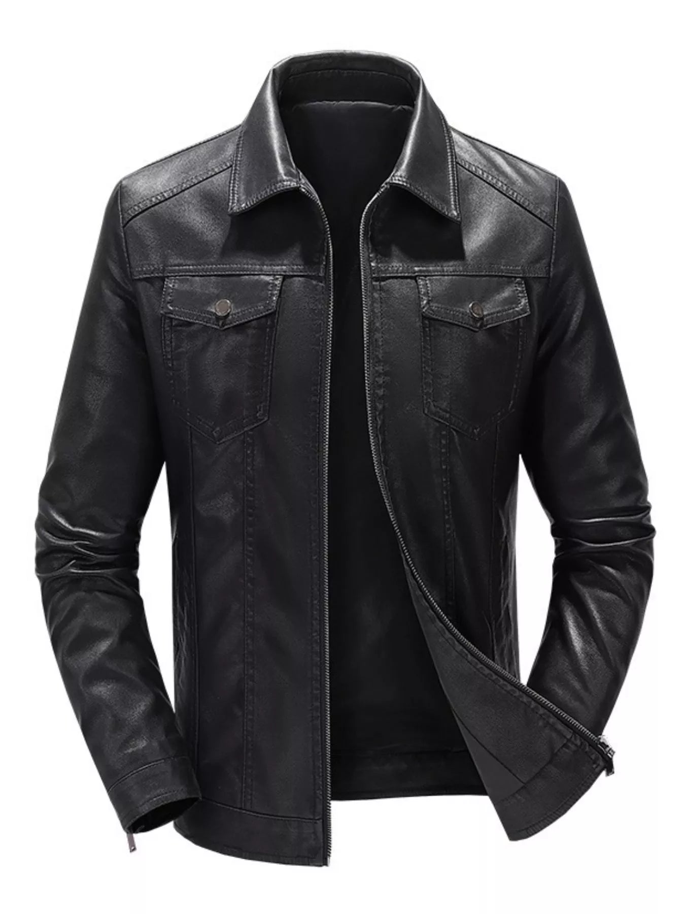 Men's Zip Up Leather Look Jacket - My Wear Clothing Co
