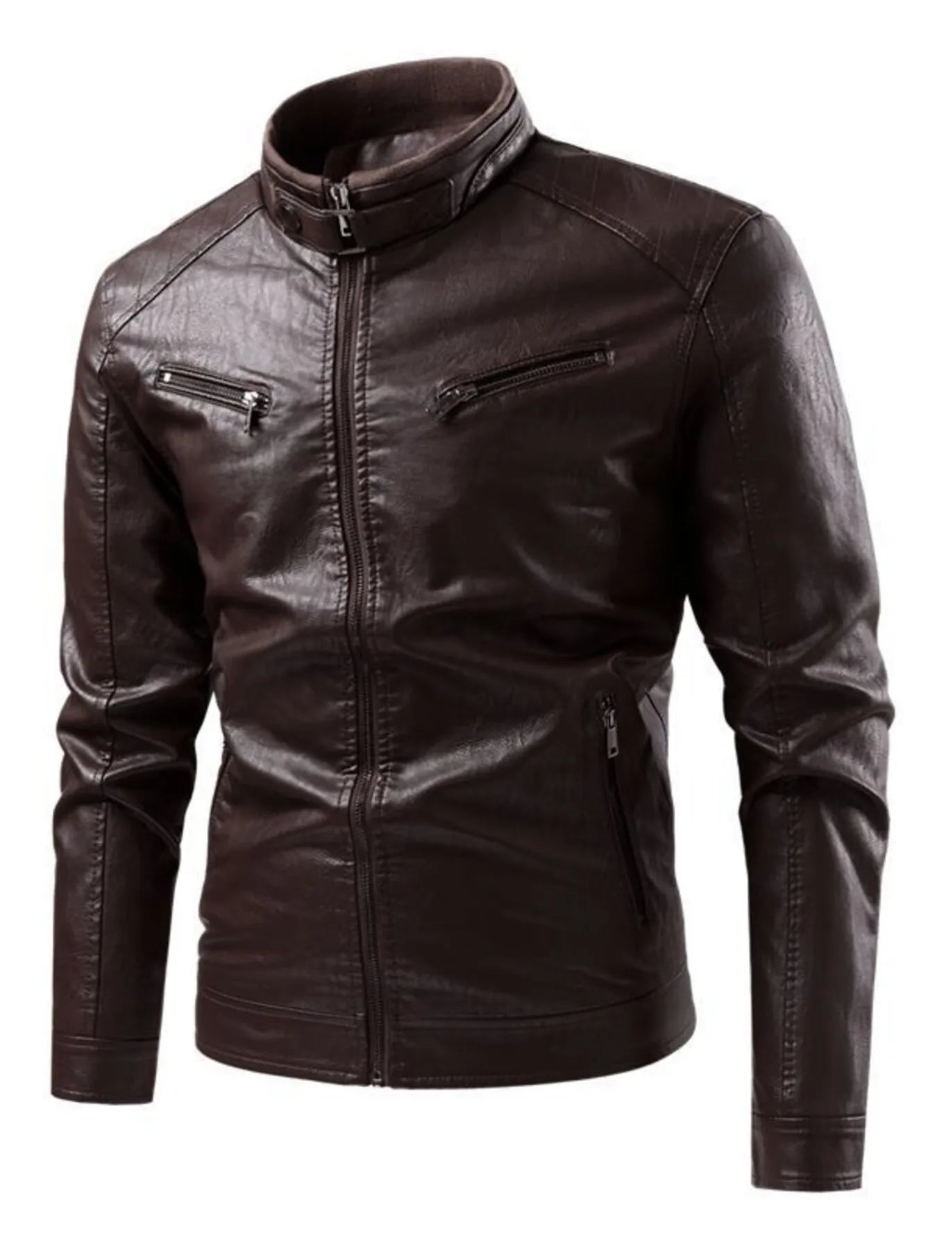 Men's Zip - Up Leather Look Moto Jacket (M–5XL) - My Wear Clothing Co